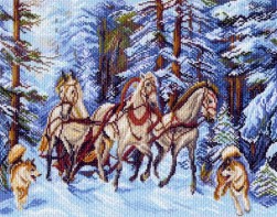 1503 &quot;Мчится тройка&quot; канва с рисунком