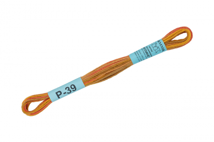 Р-39 песочный-желтый-оранжевый, нитки мулине меланж Gamma 8м