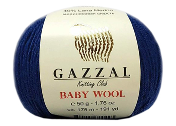 Baby wool (Gazzal) 802 синий, пряжа 50г