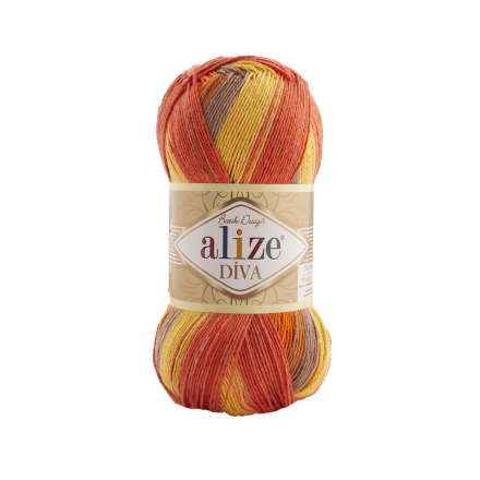 Diva Batik (Alize) 7632 рыжий принт, пряжа 100г