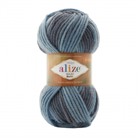 Superlana maxi batik (Alize) 7785 синий принт, пряжа 100г