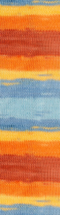 Diva Batik (Alize) 7647 бирюза-желтый-рыжий, пряжа 100г