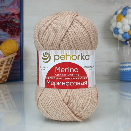 Мериносовая (Пехорка) 124 песочный пряжа 100г