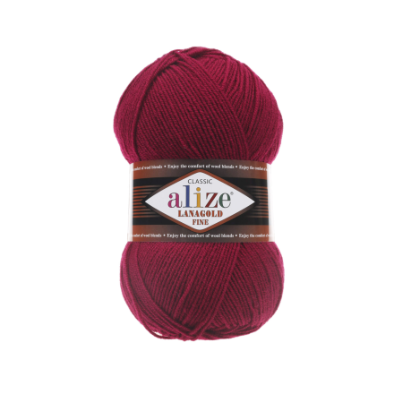 Lanagold Fine (Alize) 390 вишня, пряжа 100г