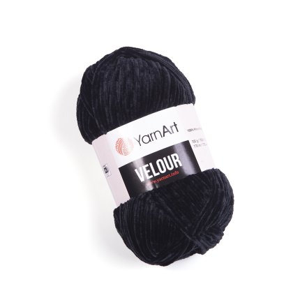 Velour (Yarnart) 842 черный, пряжа 100г
