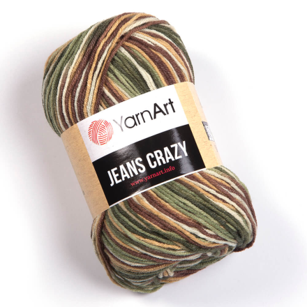 Jeans Crazy (Yarnart) 7203 хаки принт, пряжа 50г