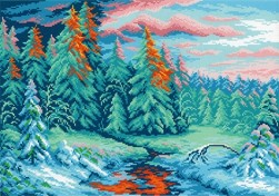 СК-021 &quot;Зимний закат&quot; канва с нанесенным рисунком