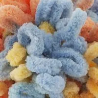 Puffy Fine Color (Alize) 6314 голубой-желтый, пряжа 100г