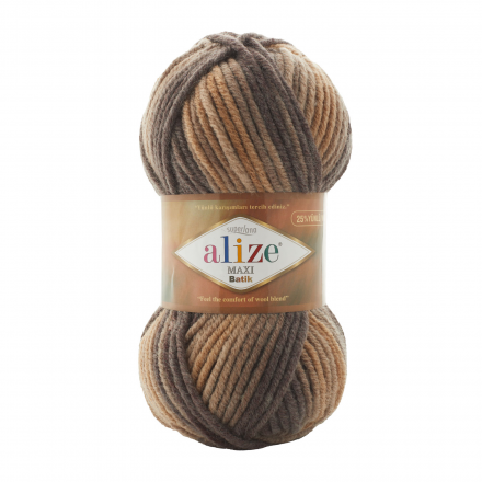 Superlana maxi batik (Alize) 7800 коричневый принт, пряжа 100г