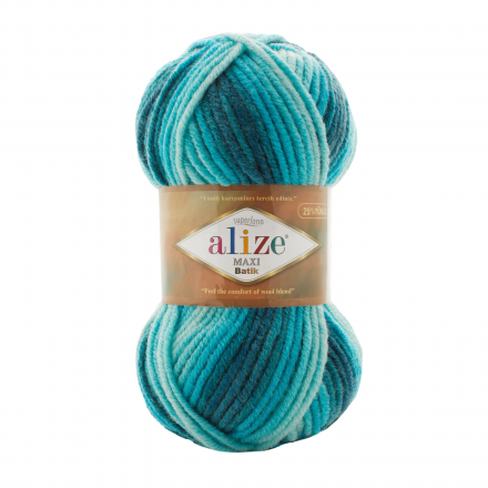 Superlana maxi batik (Alize) 7801 бирюзовый принт, пряжа 100г