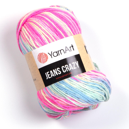 Jeans Crazy (Yarnart) 7205 розовый принт, пряжа 50г