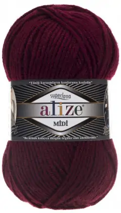 Superlana Midi (Alize) 57 бордо, пряжа 100г