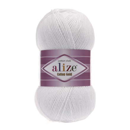 Cotton Gold (Alize) 55 белый, пряжа 100г