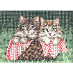 6228 &quot;Котята в корзине&quot; канва с нанесенным рисунком