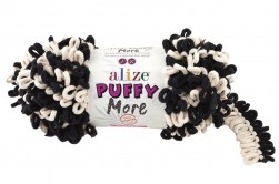 Puffy More (Alize) 6270 крем-черный, пряжа 150г