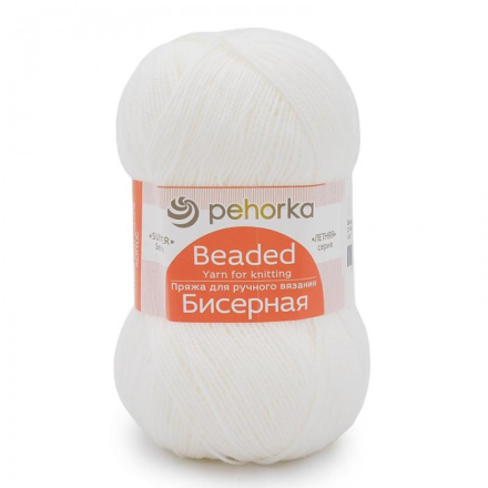 Бисерная (Пехорка) 01 белый, пряжа 100г