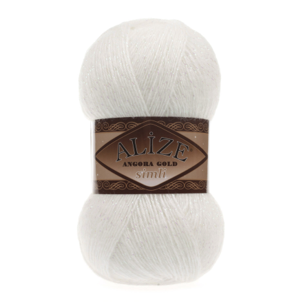 Angora Gold Simli (Alize) 450 жемчужный, пряжа 100г