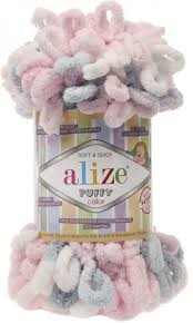 Puffy Color (Alize) 5864 розово-серый, пряжа 100г