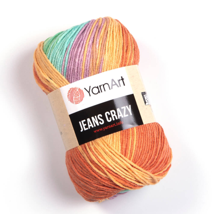 Jeans Crazy (Yarnart) 8202 зел.бирюза принт, пряжа 50г