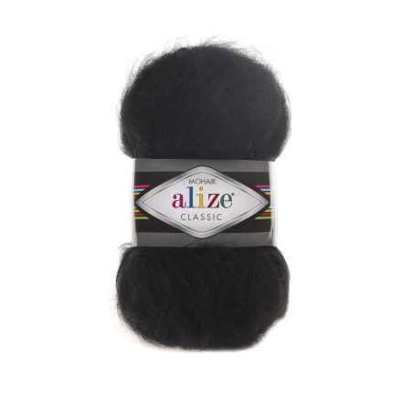 Mohair classik (Alize) 60 черный, пряжа 100г