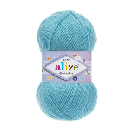 Sekerim Bebe (Alize) 287 бирюзовый, пряжа 100г