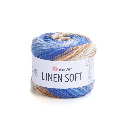 Linen Soft (Yarnart) 7411 беж-синий, пряжа 100г