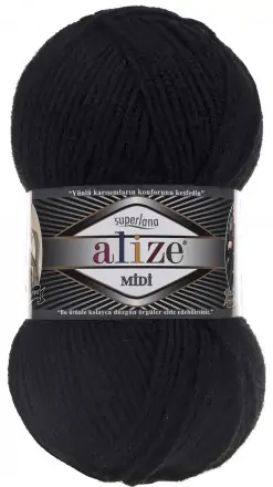 Superlana Midi (Alize) 60 черный, пряжа 100г