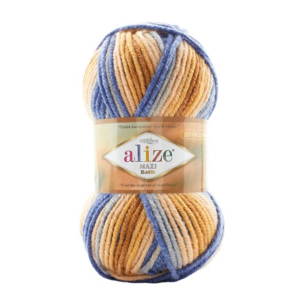 Superlana maxi batik (Alize) 7914 джинс-св.беж, пряжа 100г