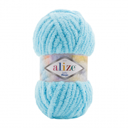 Softy Mega (Alize) 128 голубой, пряжа 100г