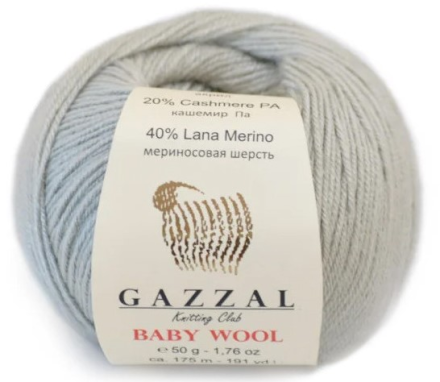 Baby wool (Gazzal) 817 св.серый, пряжа 50г