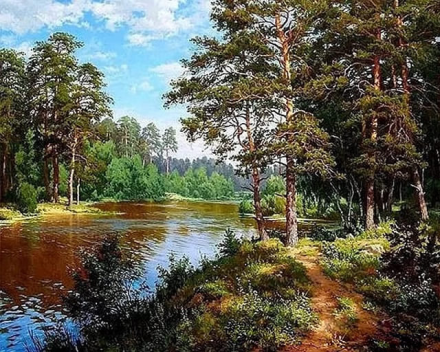 VA-0337 &quot;Речка в лесу (худ. Басов С.)&quot; картина по номерам