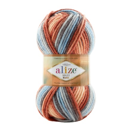 Superlana maxi batik (Alize) 7922 терракот-джинс-серый, пряжа 100г