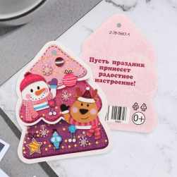 10074008 шильдик с глиттером &quot;С Новым Годом!&quot; 6х8,5 см