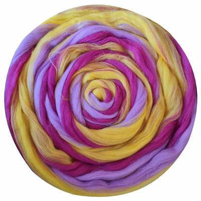 1509 желт.-св.фиал.-т.цикламен, ТКФ полутонкая шерсть для валяния 50г