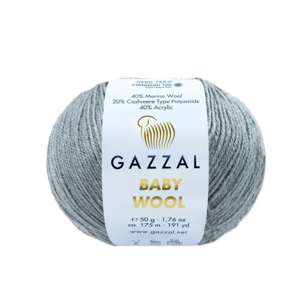 Baby wool (Gazzal) 818 тем.серый, пряжа 50г