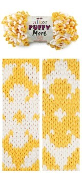 Puffy More (Alize) 6282 желтый-белый, пряжа 150г