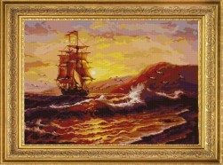 1246 &quot;На морских просторах&quot; ткань с рисунком для вышивки бисером