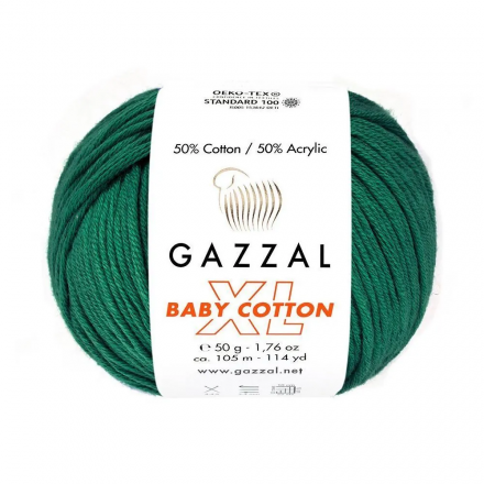Baby Cotton XL (Gazzal) 3467 изумруд, пряжа 50г