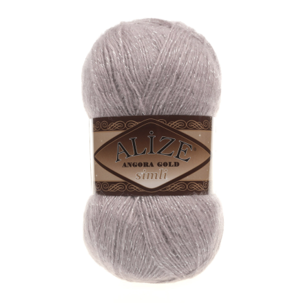Angora Gold Simli (Alize) 163 серая роза, пряжа 100г