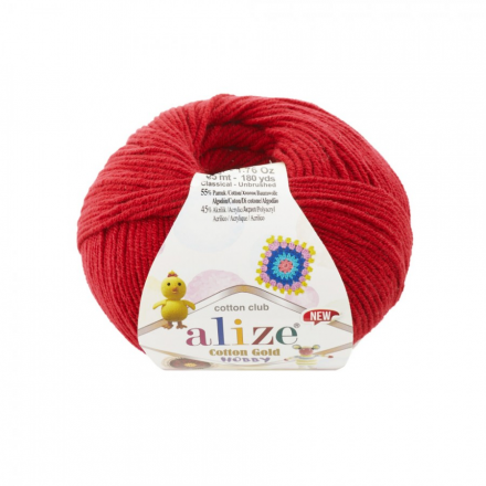 Cotton Gold Hobby New (Alize) 56 красный, пряжа 50г
