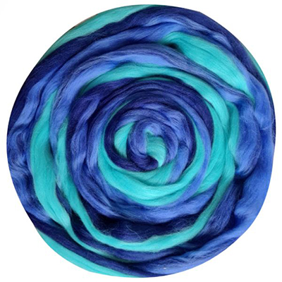 1518 колокольчик-бирюза-джинс, ТКФ полутонкая шерсть для валяния 50г