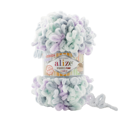 Puffy Fine Color (Alize) 6466 принт, пряжа 100г