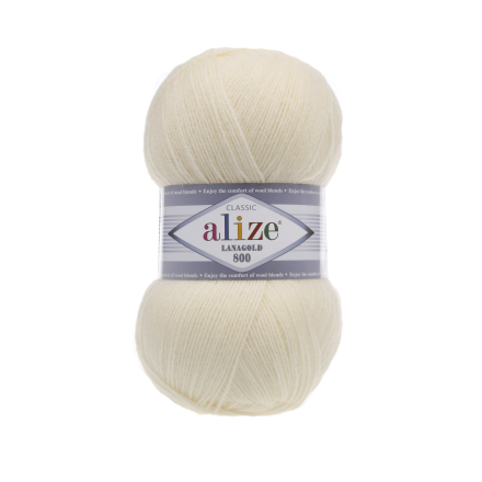 Lanagold 800 (Alize) 01 кремовый, пряжа 100г
