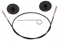 10525 KnitPro черный тросик 126см (150 см) заглушки и кабельный ключик