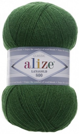 Lanagold 800 (Alize) 118 зеленая трава, пряжа 100г
