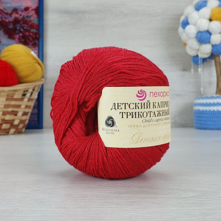 Детский каприз трикотажный (Пехорка) 58 коралл, пряжа 50г