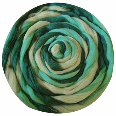 1519 зел.яблоко-мор.водоросли-липа, ТКФ полутонкая шерсть для валяния 50г