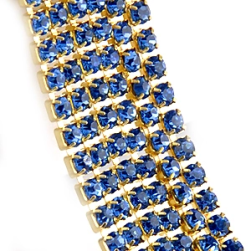 004 Lt. Sapphire в золотом цапе, стразовая цепочка 2,4 мм 1 м