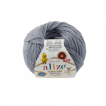 Cotton Gold Hobby New (Alize) 87 тём.серый, пряжа 50г