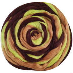 1556 липа-шоколад-кофе, ТКФ полутонкая шерсть для валяния 50г